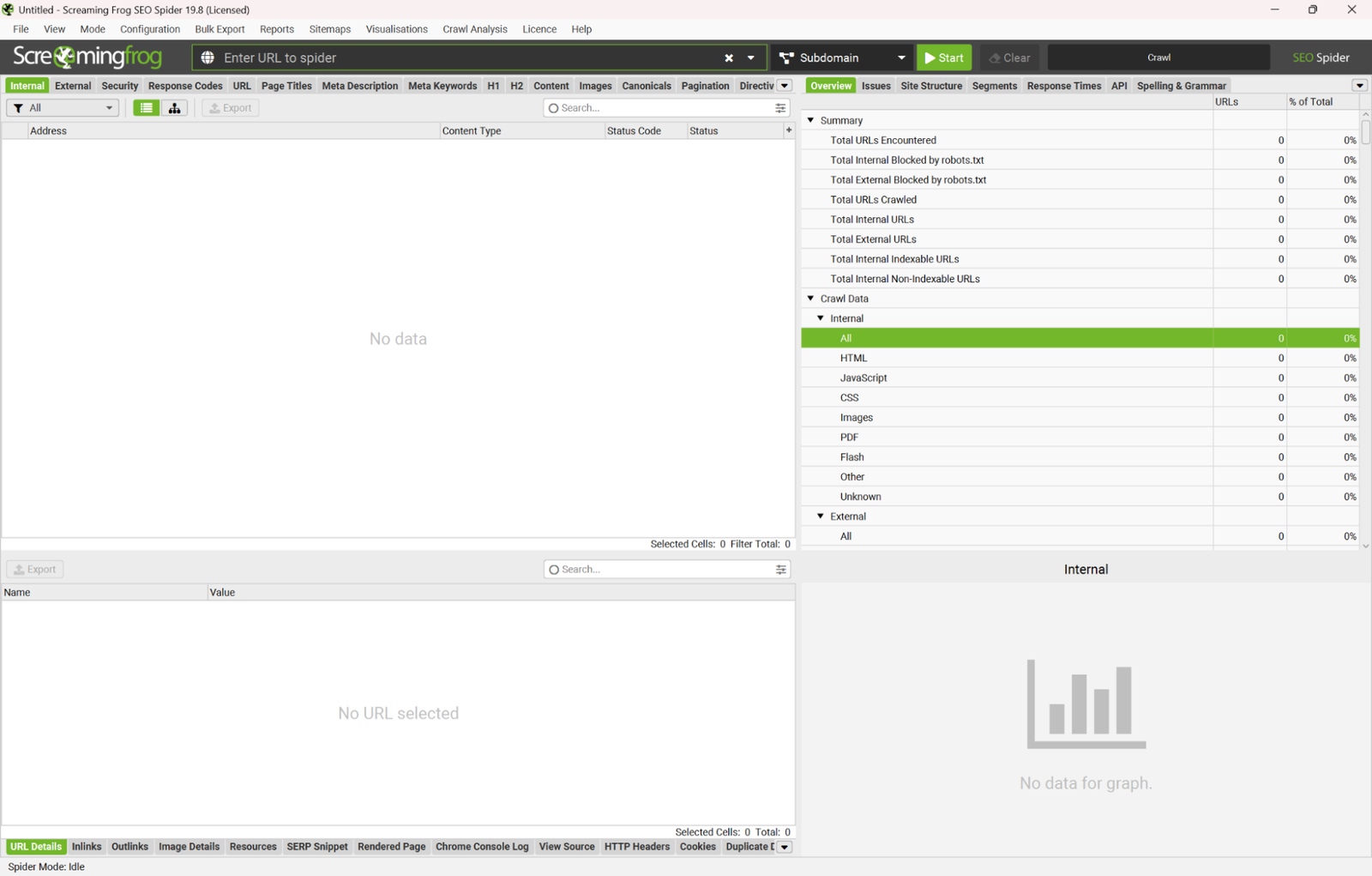 seotips - screaming frog seo spider interface