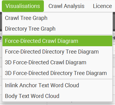 seotips - screaming frog visualisations menu